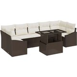 vidaXL Vrtni kauč set Set od 8 Smeđa i krem Ratan i poliester | shoptok.hr