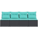  Vrtna sofa s jastucima za 4 osobe, crna, poliratan | shoptok.hr