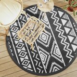vidaXL Zunanja preproga črna Ø160 cm PP | Shoptok.si