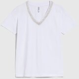Marisse T-Shirt With Decorative Neckline, White | Shoptok.si