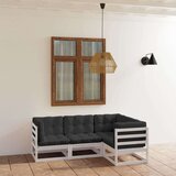  Sedežna garnitura 4-delna z blazinami trdna borovina | Shoptok.si