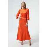 Lafaba Women's Orange Long Balloon Sleeve Engagement Dress | shoptok.hr