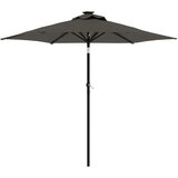 vidaXL Vrtni senčnik z LED in jeklenim drogom antraciten 225x225x212cm, (21274600) | Shoptok.si