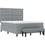  Postelja Box Spring z vzmetnico in klopjo svetlo siva 140x200 cm tkanina, (22081081) | Shoptok.si