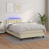  Krevet box spring s madracem LED krem 120x200cm od umjetne kože - Krema 120 x 200 cm gumbi | shoptok.hr