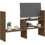  Stalak za monitor smeđi (39 - 72) x 17 x 43 cm masivna borovina | shoptok.hr