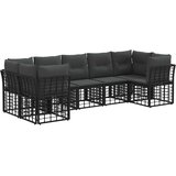  Set vanjskih sofa s jastukom 7 pcs Crna i tamno siva Poliester | shoptok.hr