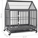  Kavez za pse s kotačima i krovom čelični 92 x 62 x 106 cm | shoptok.hr