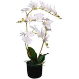 vidaXL Umetna rastlina orhideja v loncu 65 cm bela Cene