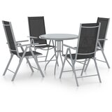  5-dijelni vrtni blagovaonski set aluminij i tekstilen srebrni | shoptok.hr