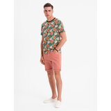 Ombre Men's denim classic shorts with rolled up leg - coral Cijene