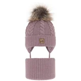 AGBO Girl's winter set: hat and tube scarf pink with pompom Finess