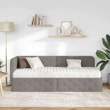 vidaXL Kotna postelja z vzmetnico z vzglavjem Taupe 80 x 200 cm blago | Shoptok.si