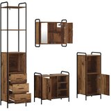  Set ormarića za kupaonicu 4 kom. Staro drvo 40 x 36 x 200 5 cm - Staro drvo Kupaonski ormarić (1 vrata i 1 polica) + viseći orma | shoptok.hr