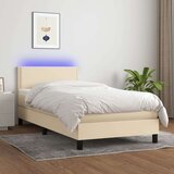  Box spring postelja z vzmetnico LED krem 80x200 cm blago Cene