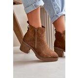 Boto Lined Women's Ankle Boots with Block Heel in Brown Velarilla | Shoptok.si