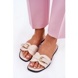Boto Flat Ladies Sandals With Golden Buckle Beige Esiobb | ePonuda.com