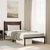 Maison Chic Kovinski Posteljni okvir - Enojna postelja - Postelja za odrasle brez vzmetnice rjavi hrast 75x190 cm, (21695534) | Shoptok.si