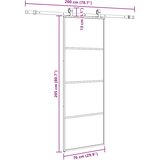  Klizna vrata s priborom crna 76 x 205 cm od ESG stakla | shoptok.hr