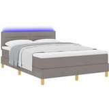  LED Box Spring Krevet Sivo-smeđa 160 x 200 cm tkanina | shoptok.hr