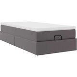 vidaXL Otomanski posteljni okvir z vzmetnico siv 90x190 cm um. usnje | Shoptok.si