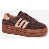 Boto Women's Platform Sneakers Made Of Natural Suede Chocolate Eldira | Eponuda.ba