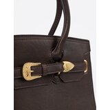 Shelvt Dark brown handbag with a decorative buckle in gold | shoptok.hr