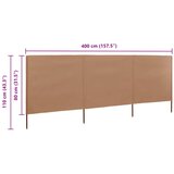  Vjetrobran s 3 panela od tkanine 400 x 80 cm smeđe-sivi | Eponuda.com