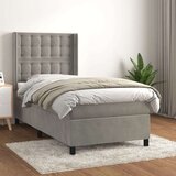 Box spring krevet s madracem svjetlosivi 90x190 cm baršunasti | shoptok.hr