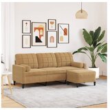 vidaXL Trosjed s tabureom smeđi 180 cm baršunasti | shoptok.hr