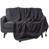 HOMESCAPES Bombažna odeja Rajput Ribbed Black, 225x255 cm, (20749818) Cene