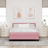  LED Box Spring Krevet Ružičasta 140 x 200 cm Baršun | shoptok.hr