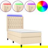  Krevet box spring s madracem LED krem 90x200 cm od tkanine | shoptok.hr