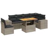 Maison Chic Seti vrtnega pohištva - Vrtna garnitura - Vrtni pohištvo set 7-delna z blazinami siv poli ratan, (21801837) | Shoptok.si