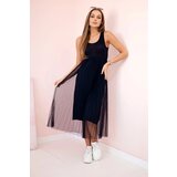 Kesi Włoski Pleated dress with an openwork sweater navy blue | Shoptok.si