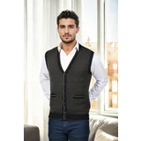 Dewberry 37376 Houndstooth Patterned Mens Knit Vest-BLACK