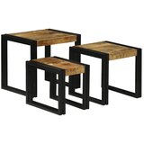  Stol za slaganje 3 pcs Smeđa i crna Čvrsto drvo manga i metal | Eponuda.com
