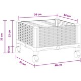  Vrtni saksija s kotačima Svjetlosiva 40 x 40 x 33 cm PP | shoptok.hr