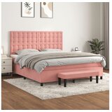 vidaXL Box spring postelja z vzmetnico roza 180x200 cm žamet Cene