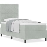 vidaXL Box Spring Postelja z Vzmetnico Svetlo Siva 80x200 cm Žamet | Shoptok.si