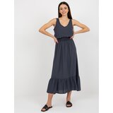 Fashion Hunters FRESH MADE dark blue sleeveless maxi dress with frill | Shoptok.si