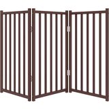 vidaXL Vrata za pse zložljiva 3 paneli rjava 150 cm topolovina | Shoptok.si