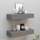 vidaXL Stenska polica s predalom 2 kosa siva 60x23,5x10 cm mediapan Cene