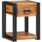vidaXL Noćni ormarići Set od 2 Smeđi Masivno bagremovo drvo, Željezo | shoptok.hr