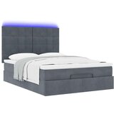  Otomanski krevet s madracima&amp LED tamnosivi 140x190cm baršunasti | shoptok.hr