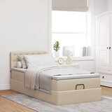 vidaXL Otomanska postelja z vzmetnico krem 90x200 cm blago | Shoptok.si