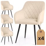 AKORD Prešiti Jedilni Stoli Iz Žameta, Komplet 4 Stolov, Bež, Črne Noge, (5000333449) | Shoptok.si