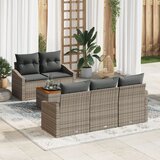 vidaXL 6 komada vrtni set sofa s jastučićima Siva Poli Rattan Akacija Cijene