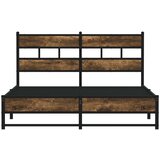 Metalni Kovinski posteljni okvir brez vzmetnice dimljen hrast 135x190cm, (21607563) | Shoptok.si