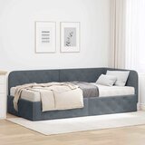 vidaXL Kotna postelja z vzmetnico Temno siva 100 x 200 cm Žamet | Shoptok.si